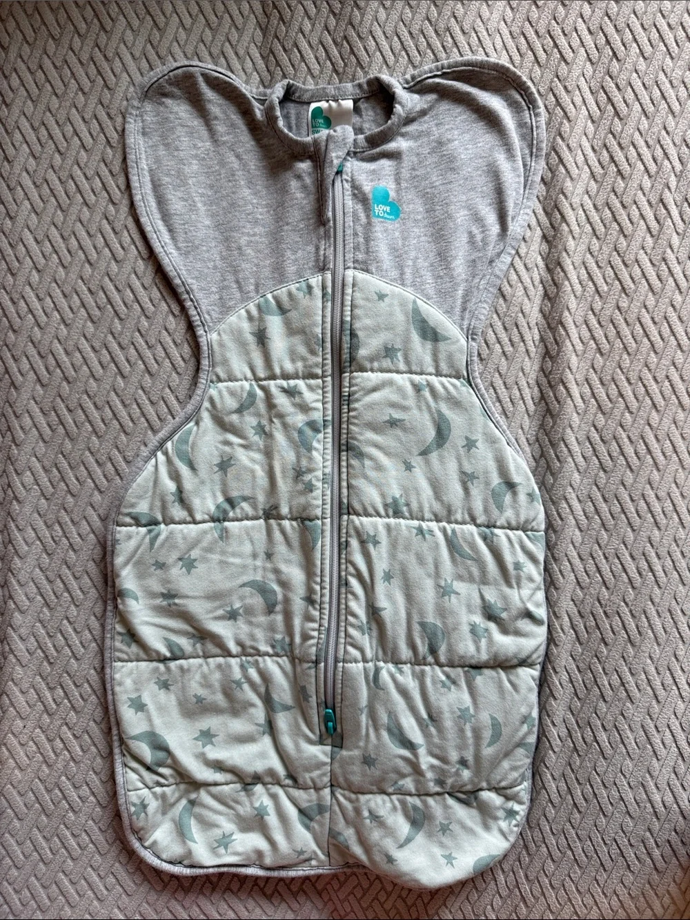 Love to Dream Grey & Mint Moon-Print Swaddle